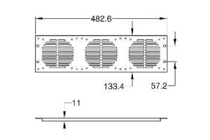 Frontplaat 3HE, 2 gaten fan 120x120mm (RG-6339)