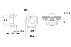 Kooimoer M6, 2mm, voor profiel RG-6135 of RG-6145, 100 stuks