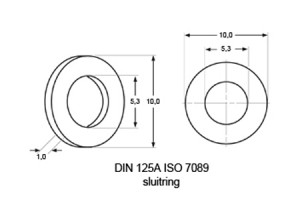 Sluitring VZ DIN125A M5(5.3X10X1.0), 100 stuks