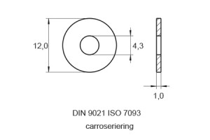 Carrosserie ring VZ DIN9021 M4(4.3X12X1.0), 100 stuks
