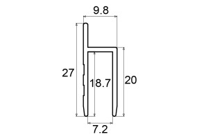 h-profiel 7.2 mm, per meter