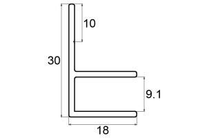 F-profiel 9.1 mm, per meter